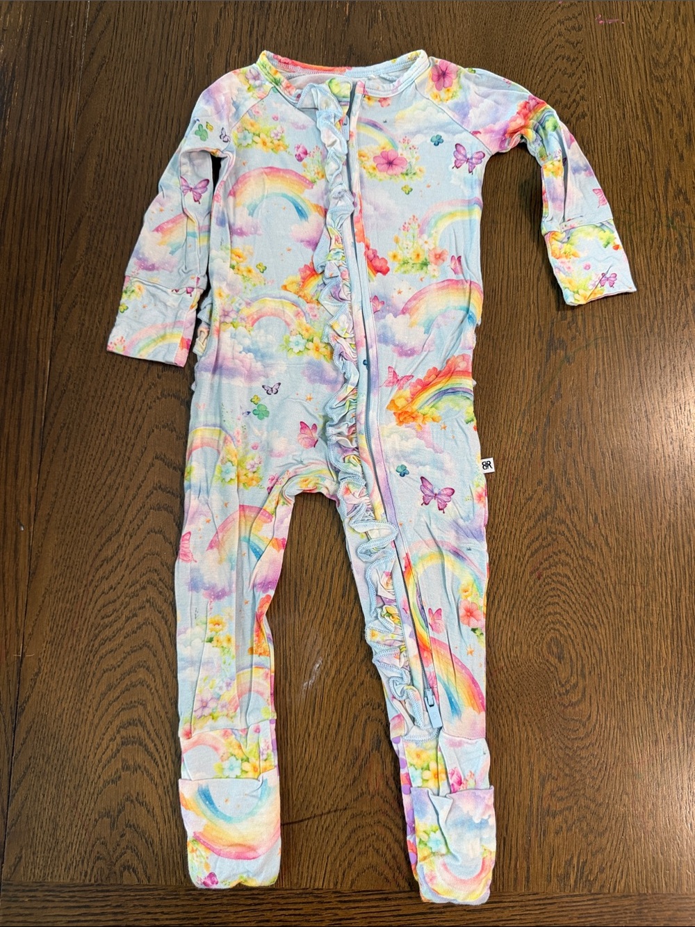 Bums and Roses Bamboo Rainbow & Butterfly Footed One-Piece Pajamas - Pastel